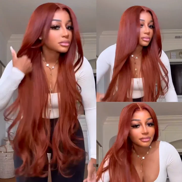 real person hair ring pop-up shop-Black Friday Flash Sale Up To 90% OFF | Body Wave Glueless  Reddish Brown  Natural 100% Human Hair Clear Transparent Lace Front Wigs For Women-Amanda Hair