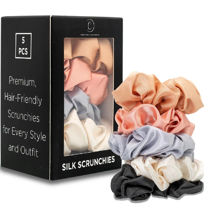 Curl neutralizer-Hair defining paste-Controlled Chaos Silk Scrunchies 5 Pack