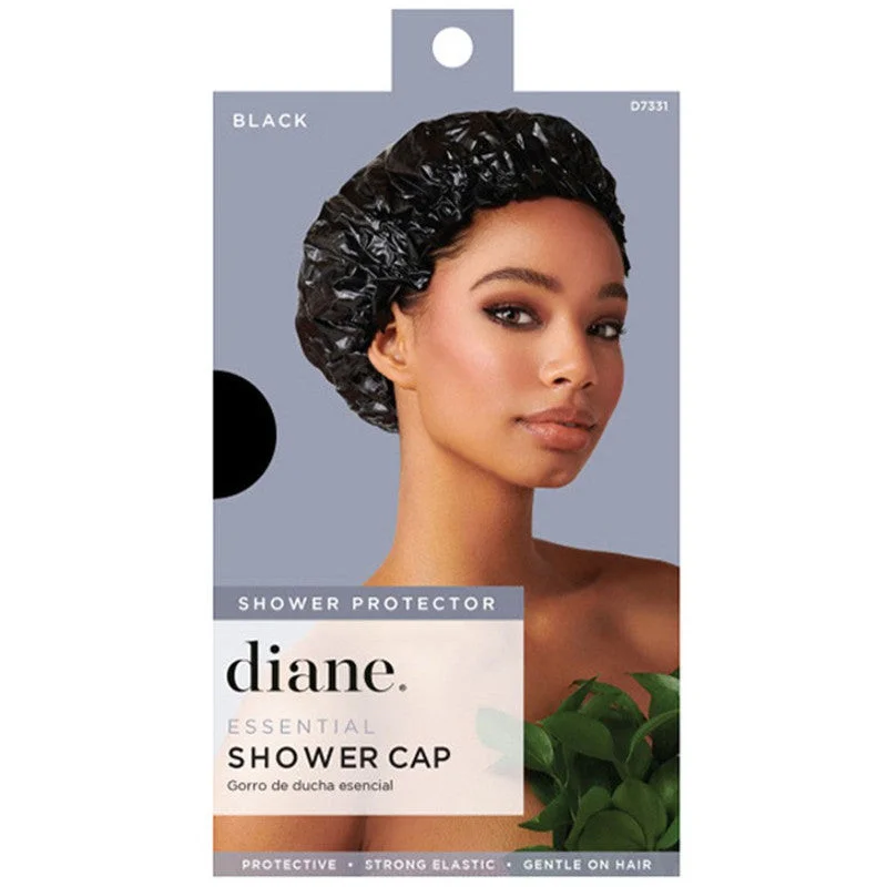 Hair care routine for frizzy waves-Diane Essential Shower Cap-Black