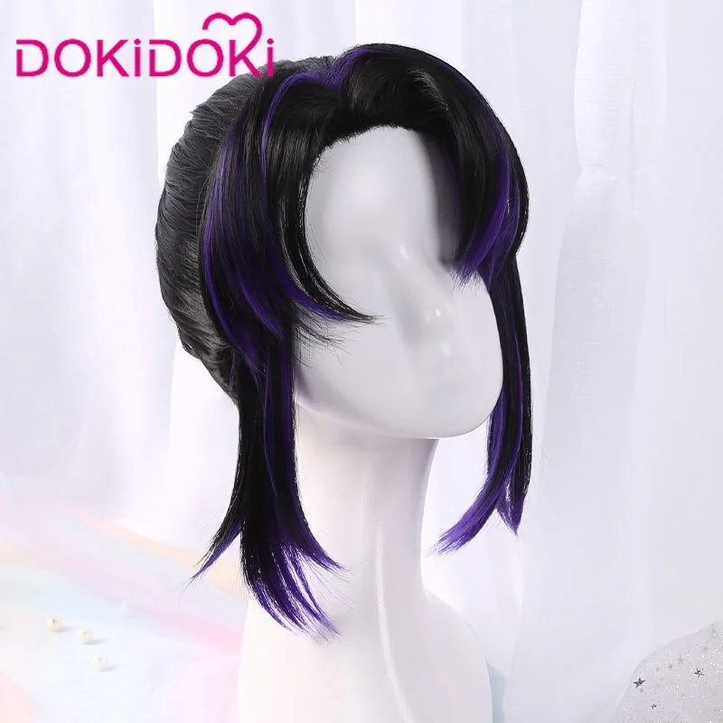 Synthetic wigs for expo events-【Ready For Ship】DokiDoki Anime Cosplay Wig Women Black Purple synthetic Hair Halloween