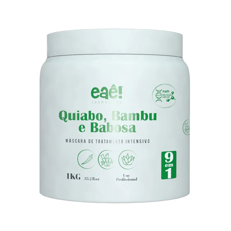 Hair care tips for hair thickness-Eaê Cosmetics Okra Bamboo Aloe Treatment Mask 1kg / 35.27 fl oz