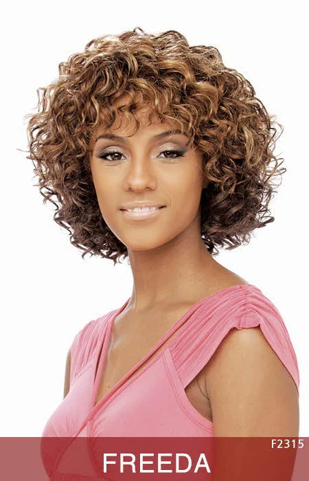 Synthetic wigs with bouncy curls-Vanessa Freeda