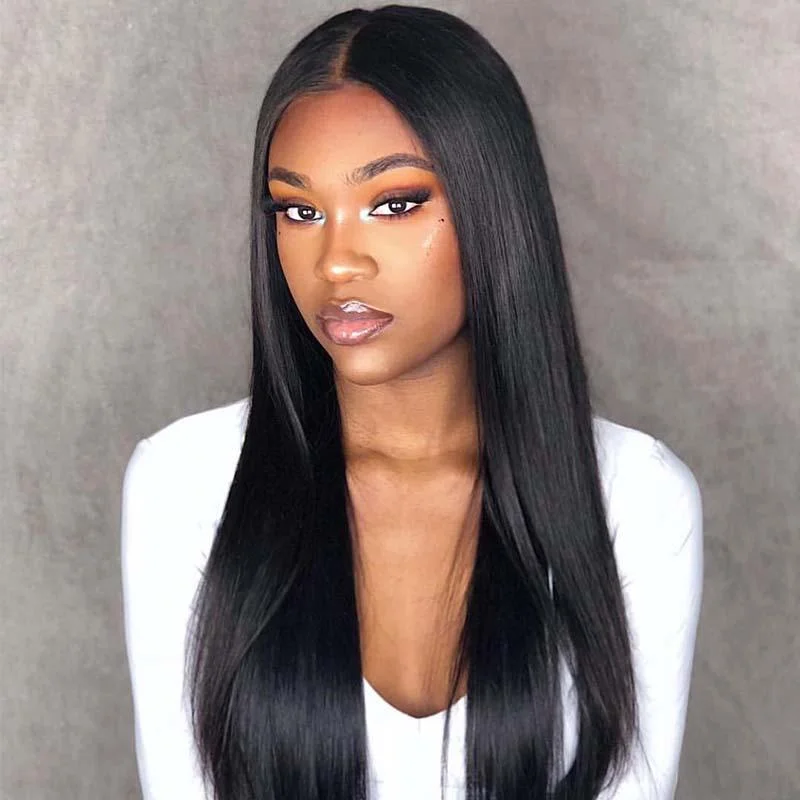 real person hair ring throwback style-Top Quality Full Lace Wig Human hair Straight with Baby Hair SurpriseHair