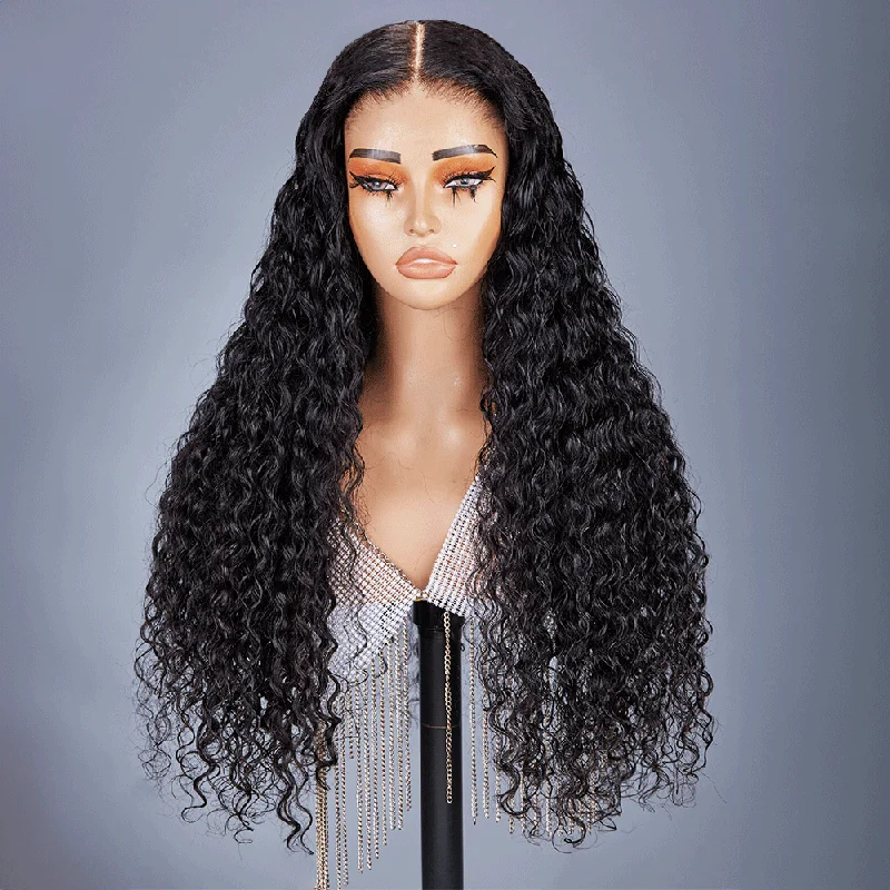 real person hair ring styling ideas-9x6 Glueless Upgraded Bleached Knots Curly Human Hair Wig