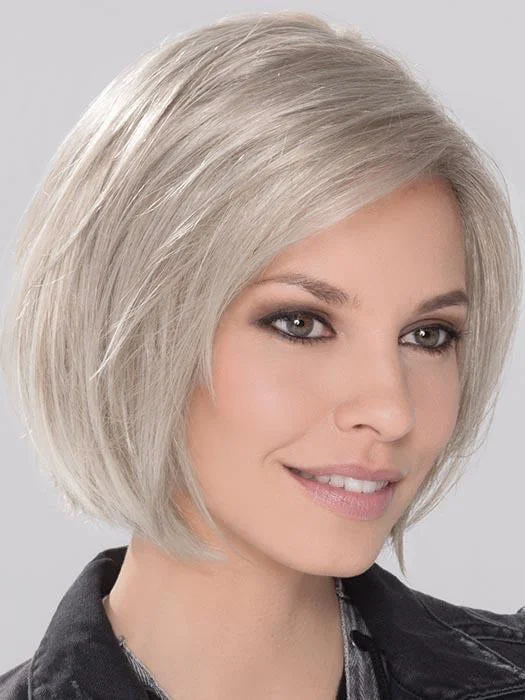 Synthetic wigs for morning wear-Granny Gray Short Bob Straight Lace Part Synthetic Wigs