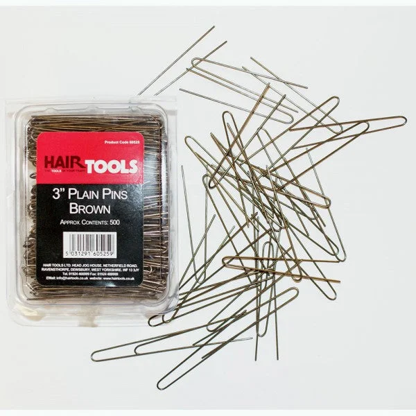 Hair Tools 3” Plain Pins Brown (Box Of 500)