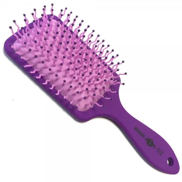 Head Jog 02 - Square Purple Paddle Brush - Wave Pins