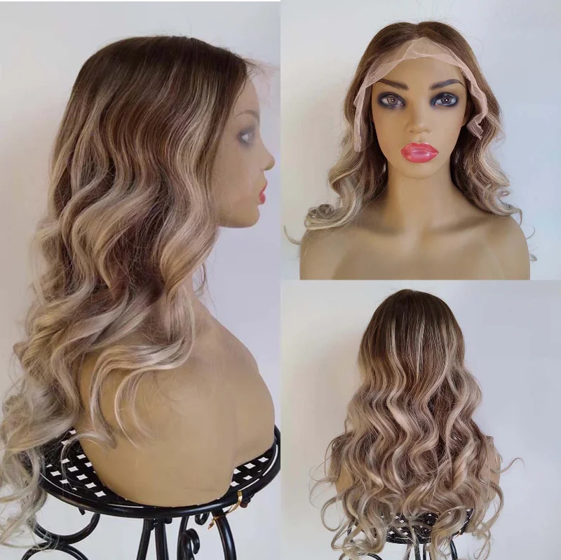 real person hair ring satin bag-Highlight Lace Front Wig Human Hair Body Wave 13x6 Lace Surprisehair