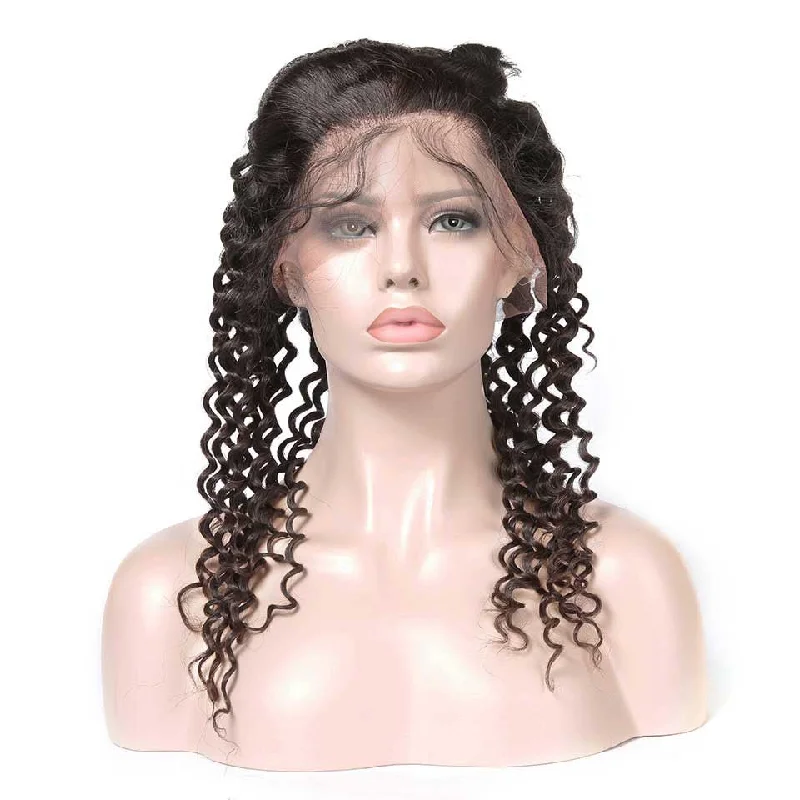 real person hair ring value buy-HJ Weave Beauty 360 Lace Frontal Human Hair Deep Wave