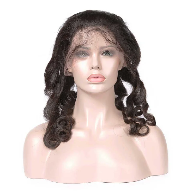 real person hair ring local maker-HJ Weave Beauty 360 Lace Frontal Human Hair Loose Wave