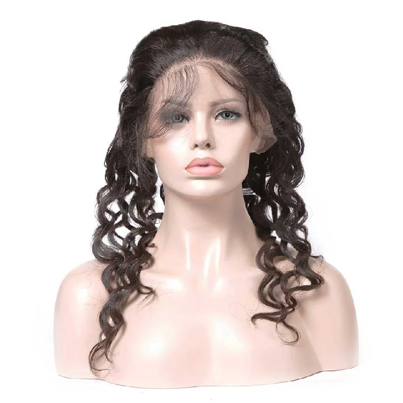 real person hair ring unique keepsake-HJ Weave Beauty 360 Lace Frontal Human Hair Natural Wave