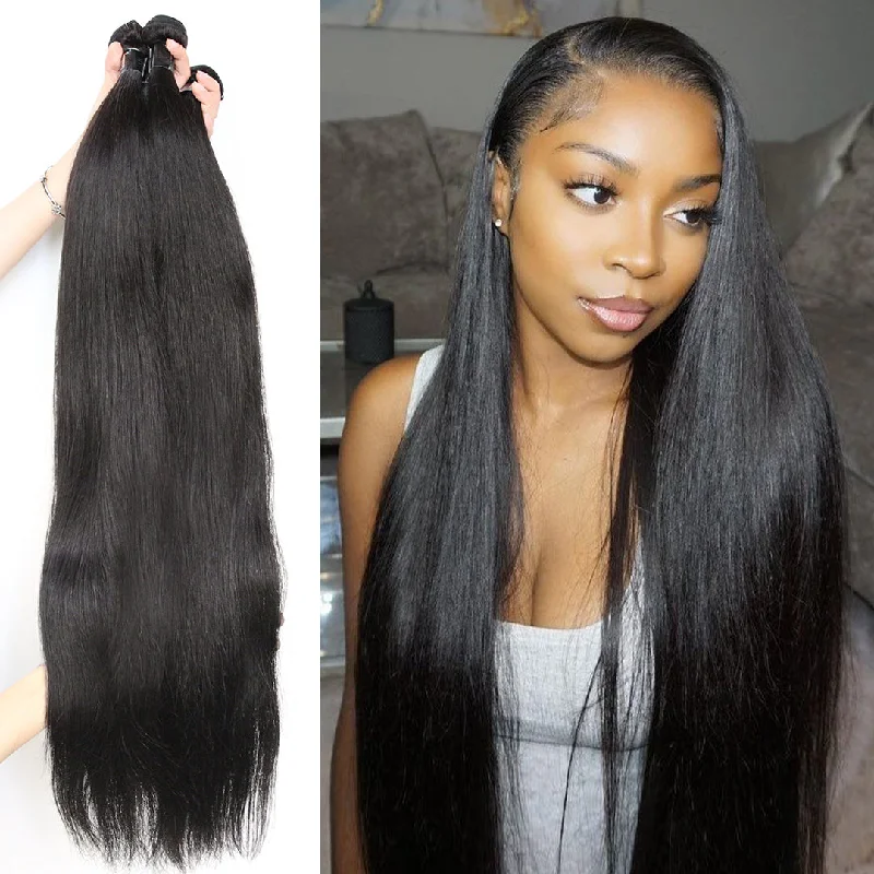 real person hair ring ageless design-Straight Long Hair Series Virgin Human Hair Bundle Deal