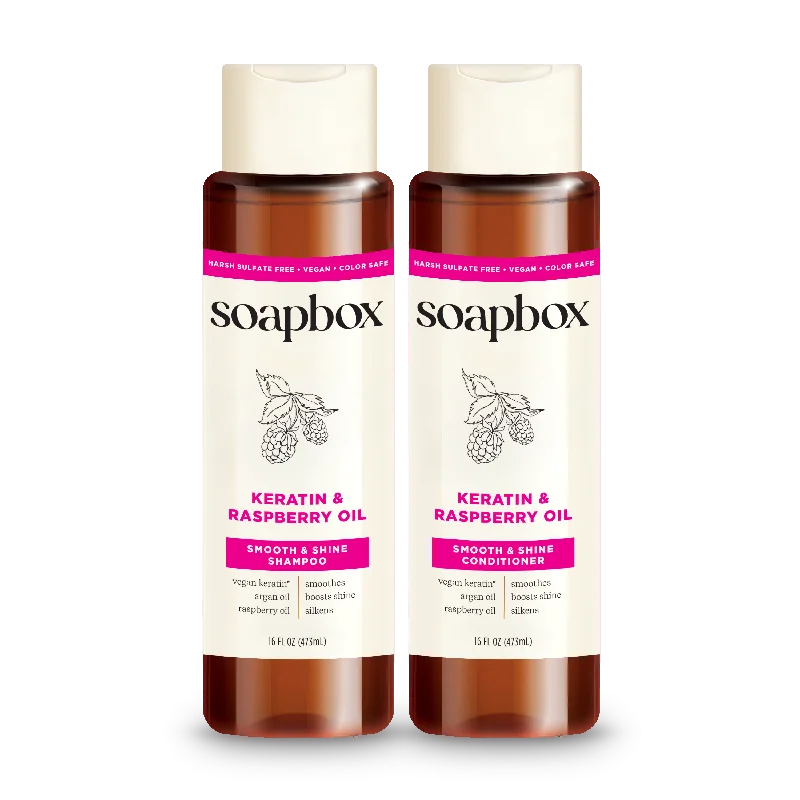 Detox shampoo-Keratin & Raspberry Seed Oil Smoothing Shampoo + Conditioner Set