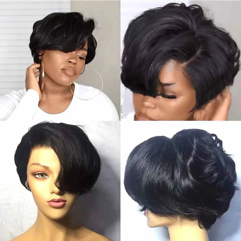 real person hair ring discussion thread-Short lace frontal pixie cut wig human hair for African American