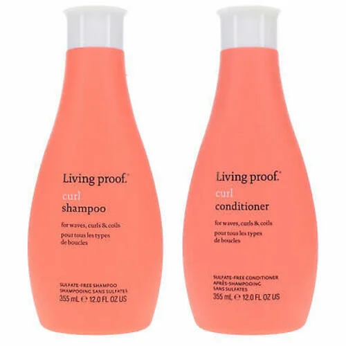 Fade-proof shampoo-Living Proof Curl Shampoo and Curl Conditioner 12 oz Duo