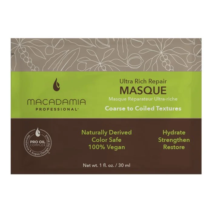 How to care for damaged coily waves-Macadamia Pro Ultra Rich Repair Masque Packette 30ml