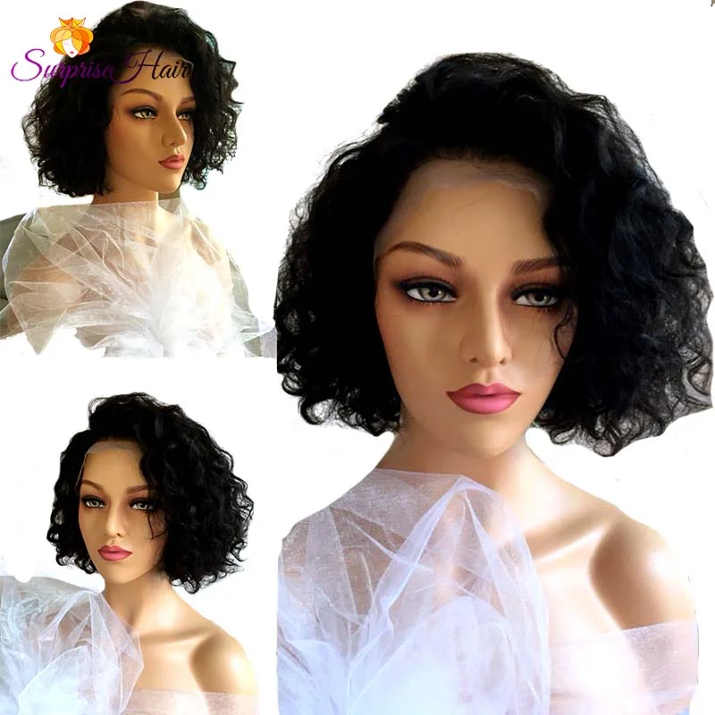 real person hair ring flexible fit-Middle Length Wave Bob Lace Wig Human Hair for Black women