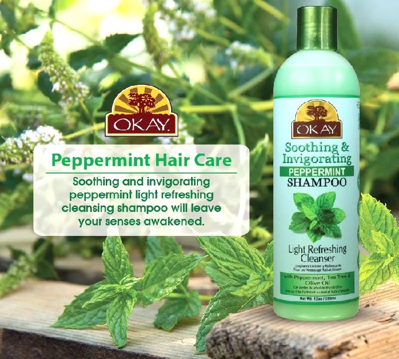 Relaxing cream-OKAY Soothing And Invigorating Peppermint Shampoo - Helps Refresh, Revitalize, And Add Softness To Hair - Sulfate, Silicone, Paraben Free For All Hair Types and Textures - Made in USA 12oz