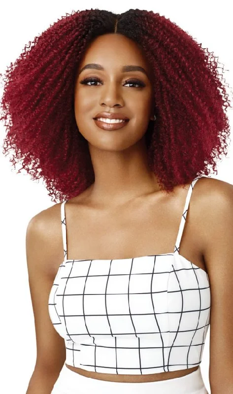 Synthetic wigs with waves-OUTRE BIG BEAUTIFUL HAIR LACE WIG 4B CROWN CURLS