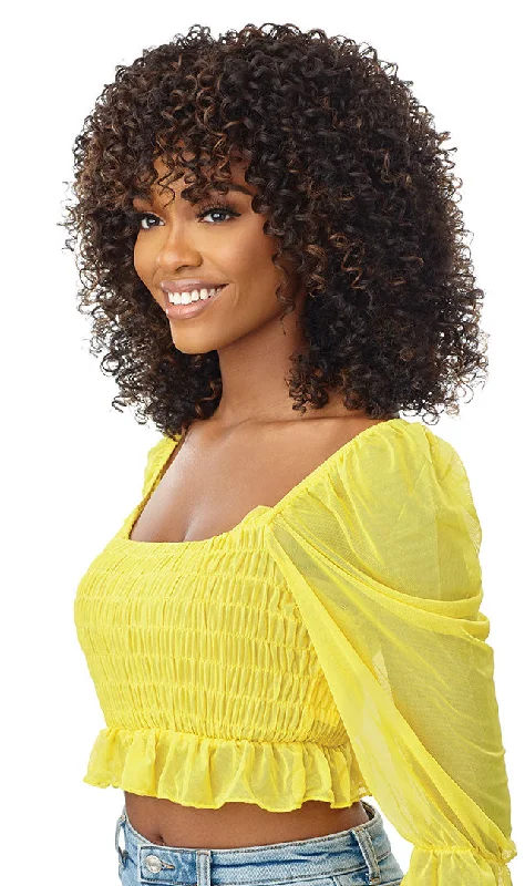 Synthetic wigs with loose curls-Outre Converti-Cap + Bang | Fearless Diva + Bang