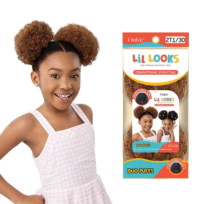 Synthetic wigs for plus-size-Outre Lil Looks Synthetic Drawstring Ponytail - DUO PUFFS