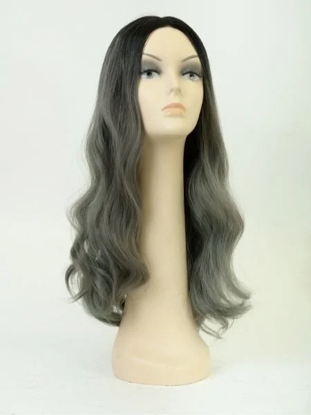 Synthetic wigs with tapered ends-Premium Synthetic Curly JKCJ-14 Grey