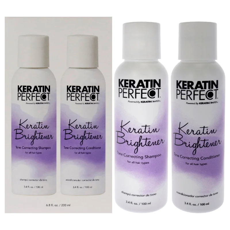 Curl custard-Keratin Perfect Keratin Brightener Duo by Keratin Perfect for Unisex -2 Pc 3.4oz Shampoo, 3.4oz Conditioner