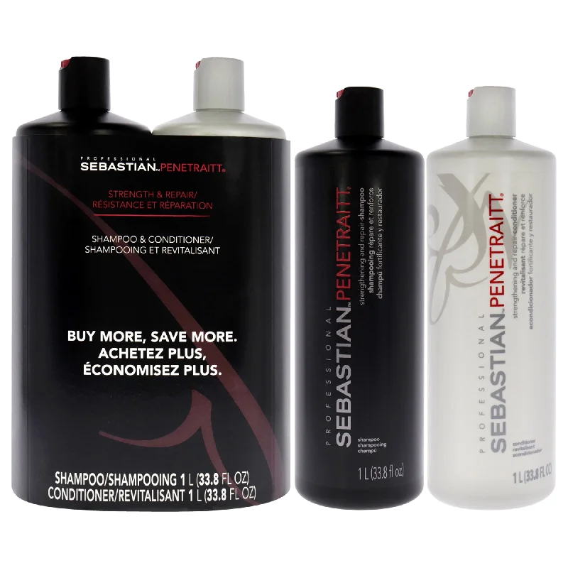 Liquid glaze-Sebastian Penetraitt Strength and Repair Duo by Sebastian for Unisex - 2 Pc 33.8oz Shampoo, 33.8oz Conditioner