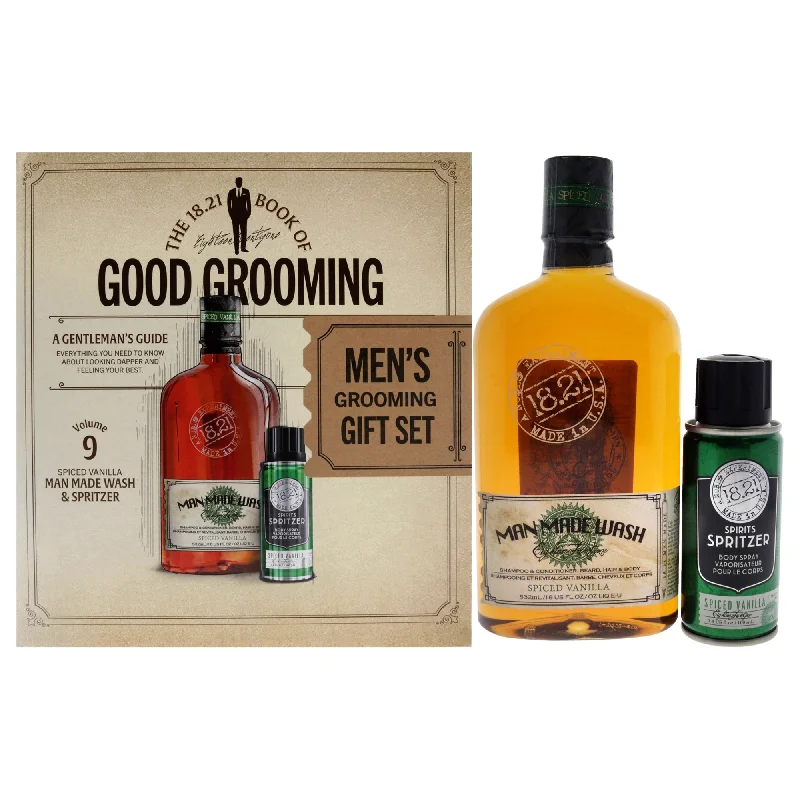 Moisturizing cream-18.21 Man Made Book of Good Grooming Volume 9 Set - Spiced Vanilla by 18.21 Man Made for Men - 2 Pc 18oz Man Made Wash 3-In-1 Shampoo, Conditioner and Body Wash, 3.4oz Spirits Spritzer Body Spray