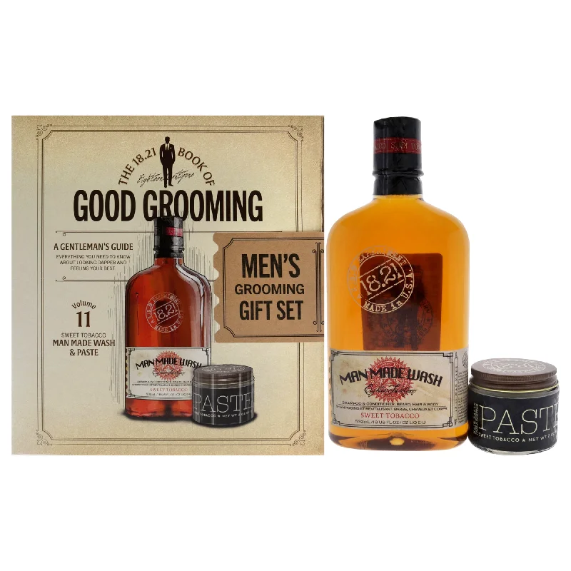 Peroxide developer-18.21 Man Made Book of Good Grooming Volume 11 Set - Sweet Tobacco by 18.21 Man Made for Men - 2 Pc 18oz Man Made Wash 3-In-1 Shampoo, Conditioner and Body Wash, 2oz Paste