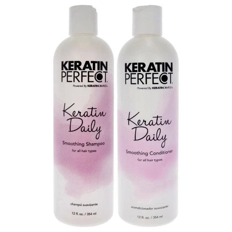 Texturing cream-Keratin Perfect Keratin Daily Kit by Keratin Perfect for Unisex - 2 Pc Kit 12oz Shampoo, 12oz Conditioner