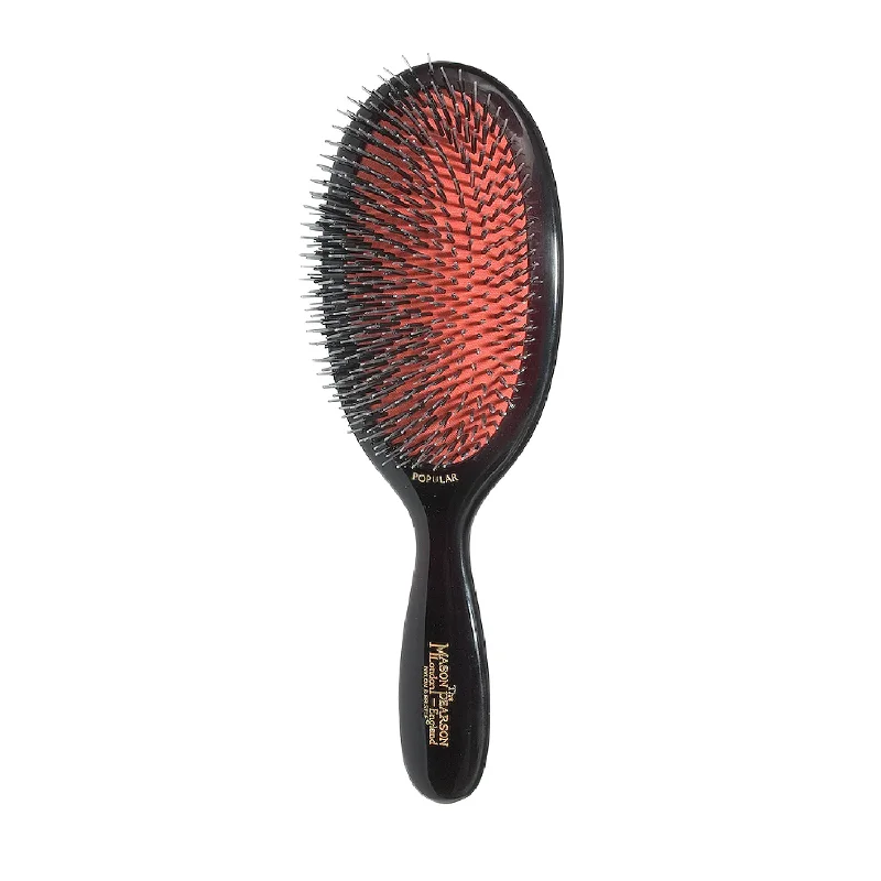 Mason Pearson Large Popular Bristle and Nylon Brush - BN1 Dark Ruby by Mason Pearson for Unisex - 2 Pc Hair Brush and Cleaning Brush