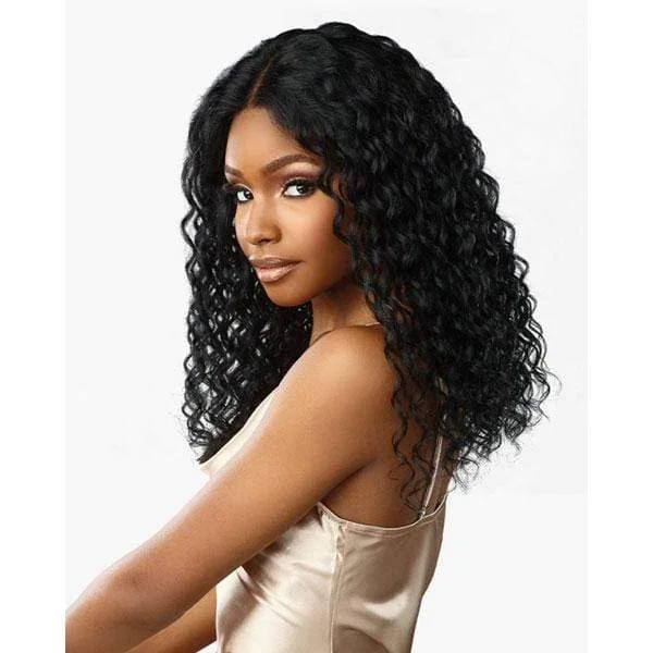 real person hair ring staple jewelry-Sensationnel 100% Virgin Human Hair 12A 13X4 Frontal HD Lace Wig - NATURAL DEEP 18"