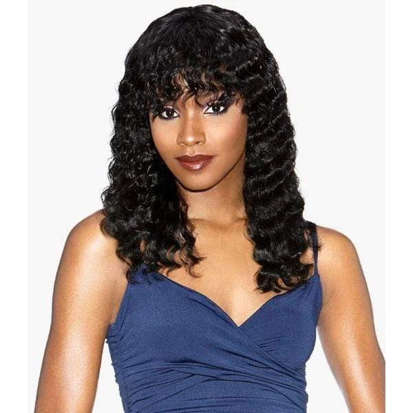 real person hair ring minimal design-Sensationnel 100% Virgin Human Hair 12A Wet & Wavy Full Wig - DEEP 18"