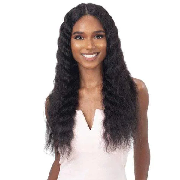 real person hair ring easy carry-Shake N Go Girlfriend 100% Virgin Human Hair Lace Frontal Wig - DEEP WAVER 24"