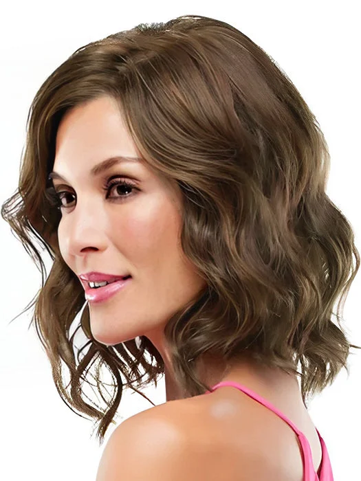 Synthetic wigs for flashy style-Clear Short Bob Wavy Curly Brown Synthetic Wigs(Mono Part)