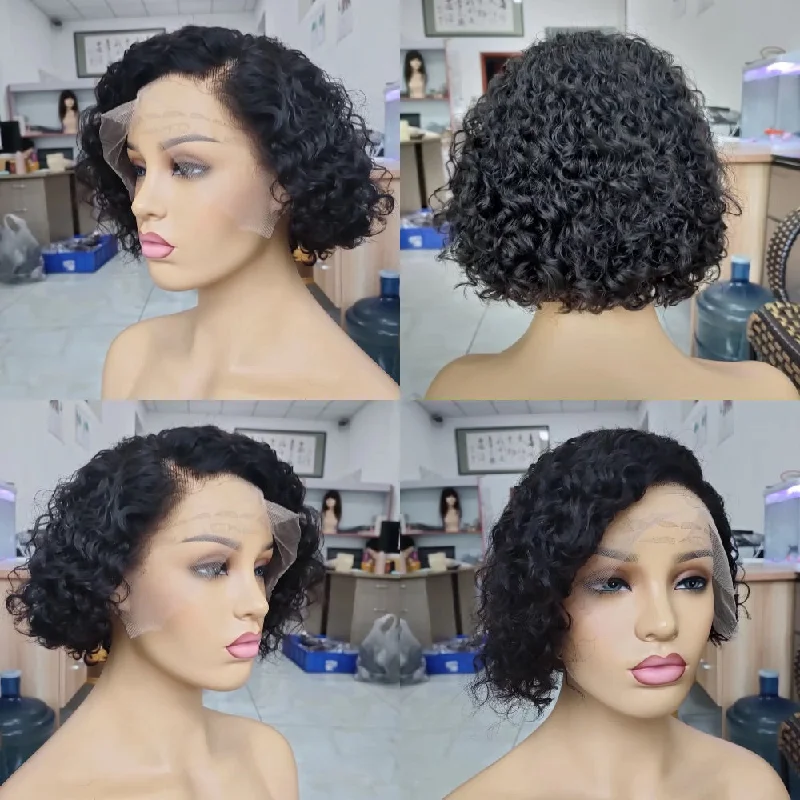 Short Curly Pixie Lace Front Wigs Human Hair 13x4 Lace Wig for Black Women