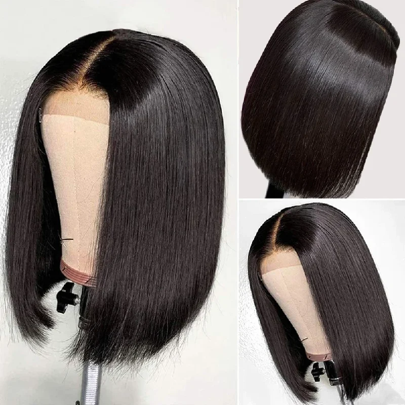 real person hair ring member special-Bob Wig 13*4/4*4 Human Hair Lace Front Short Straight Wigs-Amanda Hair