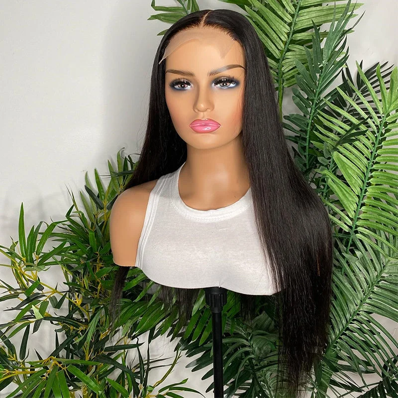 real person hair ring portable item-Straight 4x4 Lace Closure Wig Human Hair Lace Wig