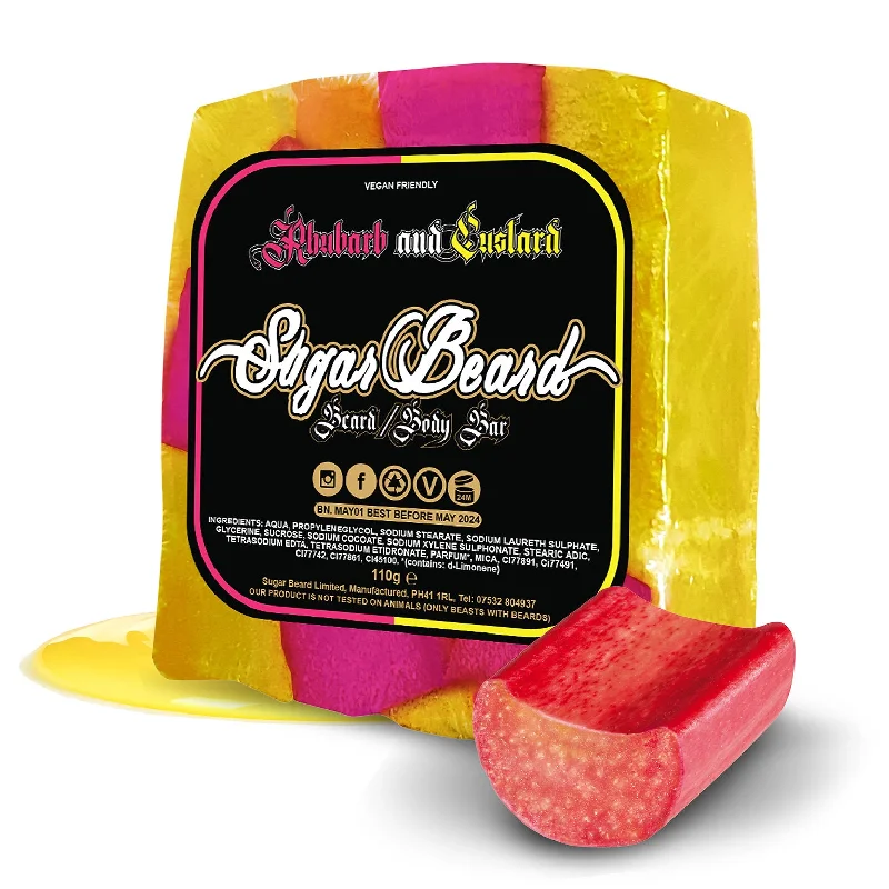 End mender-Anti-frizz gel-Sugar Beard Rhubarb & Custard Beard Soap 110g