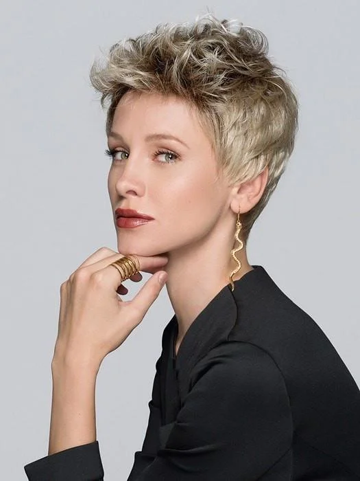 Synthetic wigs for sharp style-Tab (Petite Average) Synthetic Wig by Ellen Wille | Short, Wavy | Mono Crown | Lace Front | Hand Tied | Basic Cap