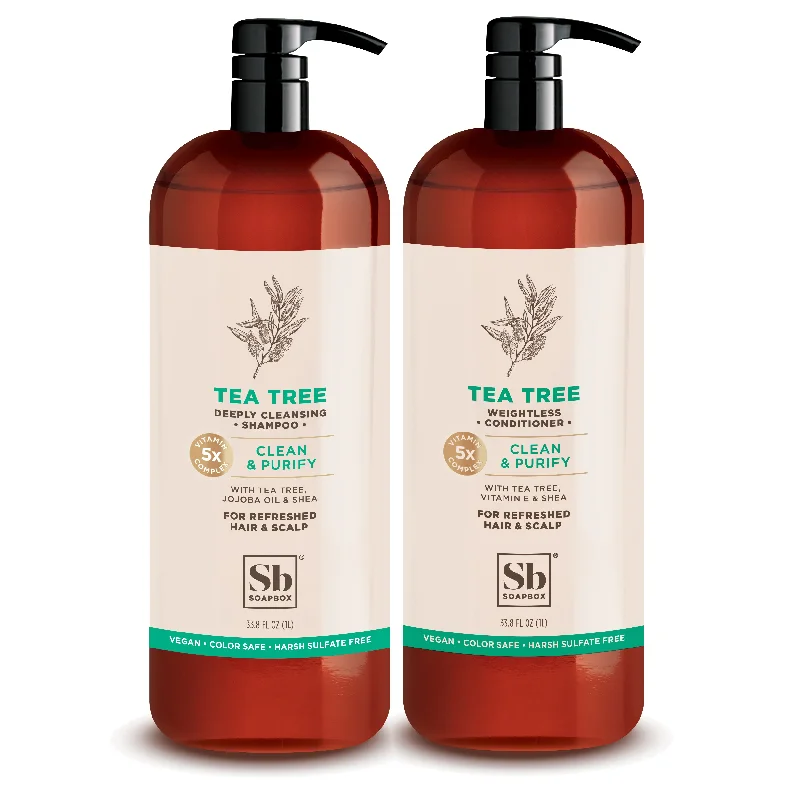 Tea Tree & Mint Scalp Balancing Shampoo + Conditioner Set - 1 Liter