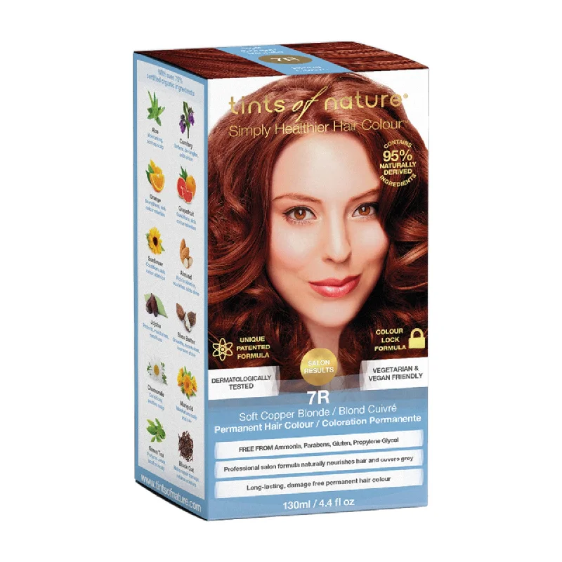 Hold wax-TINTS OF NATURE Soft Copper Blonde - 7R Permanent Organic Hair Colour - 120ml