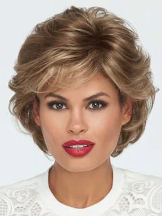 Synthetic wigs for flash sales-Unique Short  Layered Curly  Blonde  Mixed Brown Synthetic Mono Top Wigs