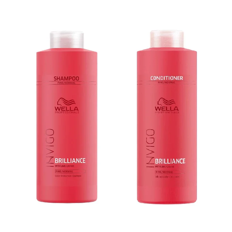 Adhesive remover-Wella Invigo Brilliance Shampoo and Conditioner Normal Hair 33.8 oz  Duo