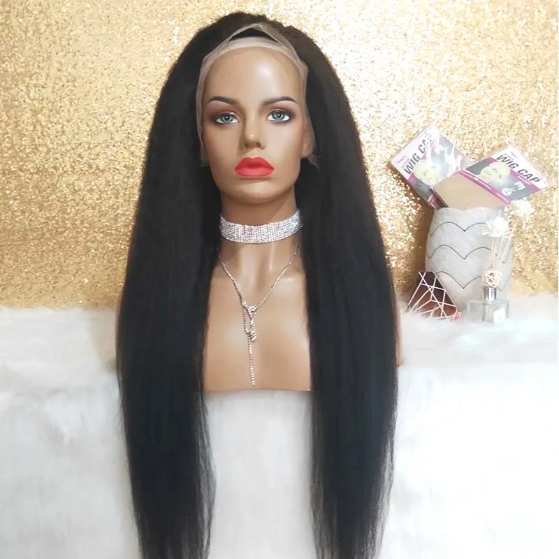 real person hair ring tough finish-Straight Yaki Wig Lace Front Brazilian Human Hair Surprisehair